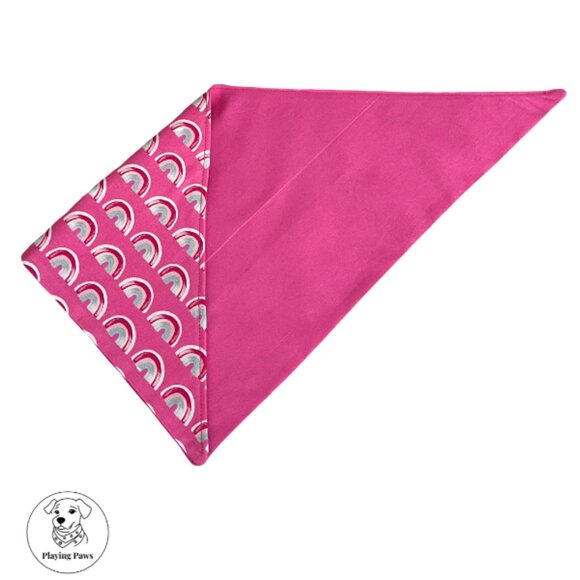Handmade Double-Sided Cotton Pink Rainbow Dog Bandana (Small) - Picture 3 of 8